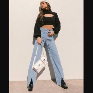 Princess Polly Rosalie Straight Leg Slit Jeans 4